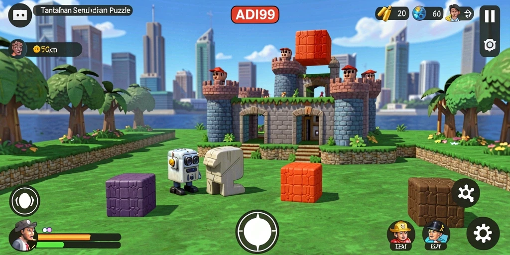 Tampilan gameplay ADI99 dengan berbagai teka-teki yang menantang.