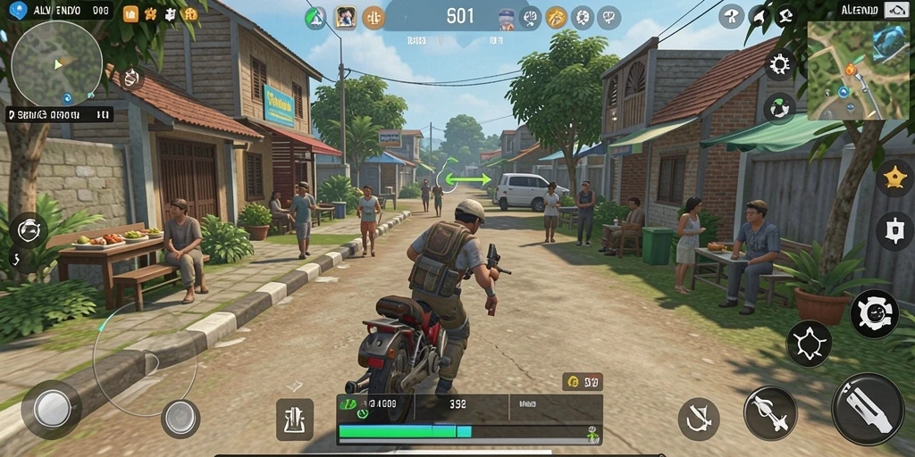 Screenshot gameplay ALVENDO menampilkan karakter dalam situasi simulasi yang menarik.