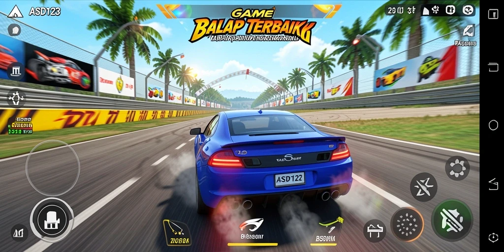 Gameplay mendebarkan di lintasan balap dengan kendaraan cepat.