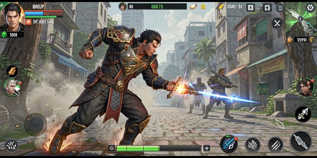Screenshot menampilkan aksi pertarungan seru dalam BROJP.