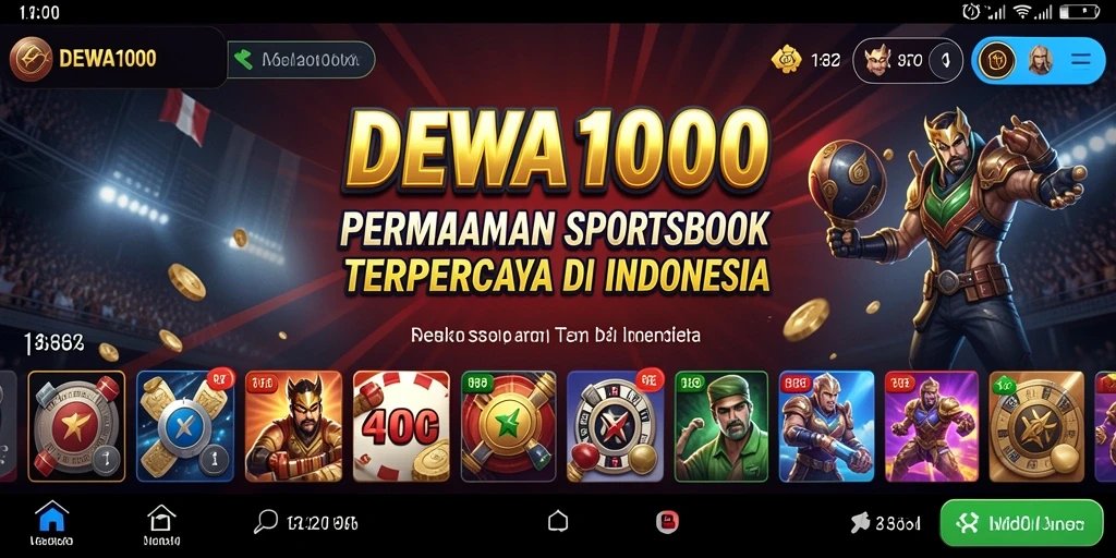 Tampilan screenshot DEWA1000 dengan antarmuka menarik untuk taruhan olahraga.