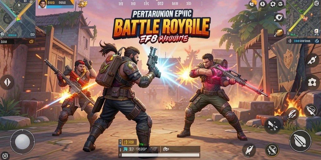 Gameplay seru dan intens dalam pertempuran Battle Royale.