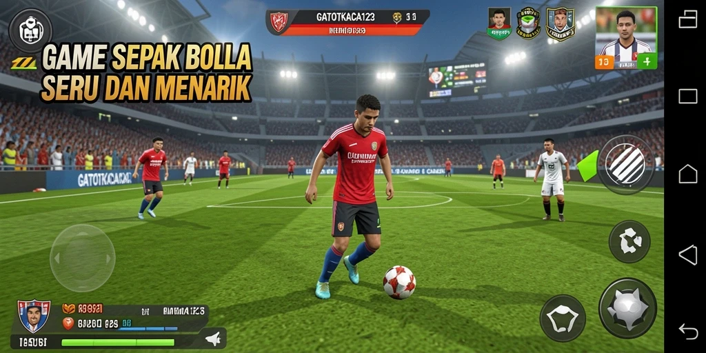 Tangkapan layar GATOTKACA123 menampilkan aksi mendebarkan di lapangan sepak bola.
