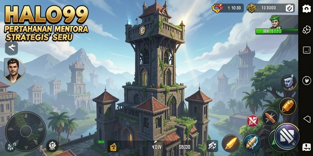 Tampilan gameplay HALO99 yang menampilkan pertempuran Tower Defense yang mendebarkan.