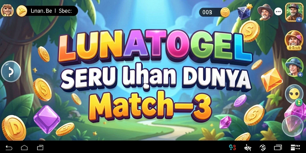 Screenshot LUNATOGEL menampilkan gameplay seru Match-3 yang penuh warna.