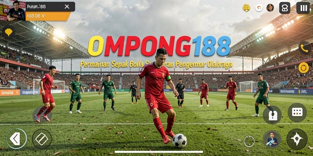 Tampilan gameplay OMPONG188 dengan aksi sepak bola yang seru.