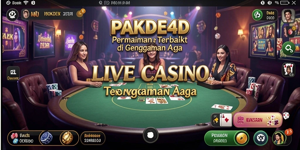 Screenshot gameplay PAKDE4D menampilkan dealer profesional dan suasana kasino yang mendebarkan.