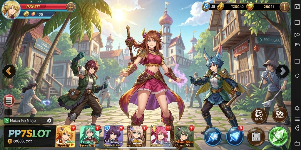 Tampilan seru gameplay PP7SLOT dengan karakter anime favorit.