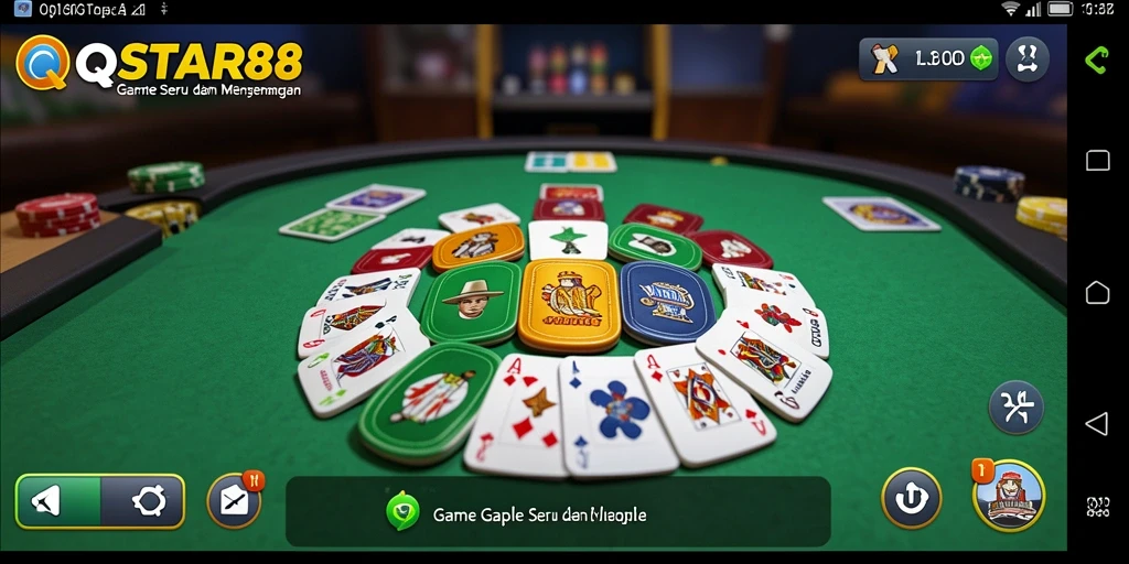Screenshot gameplay QQSTAR88 yang menampilkan suasana bermain Gaple yang seru.