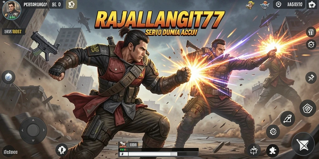 Tangkapan layar RAJALANGIT77 memperlihatkan aksi pertarungan yang seru dan dinamis.