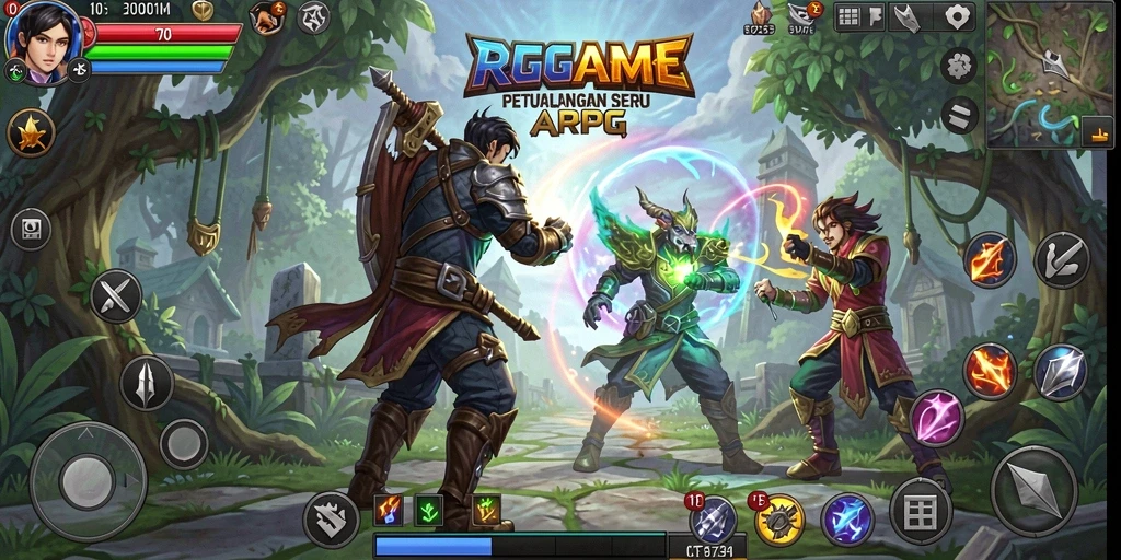 Tampilan permainan RPGAME yang penuh aksi di dunia fantasi.