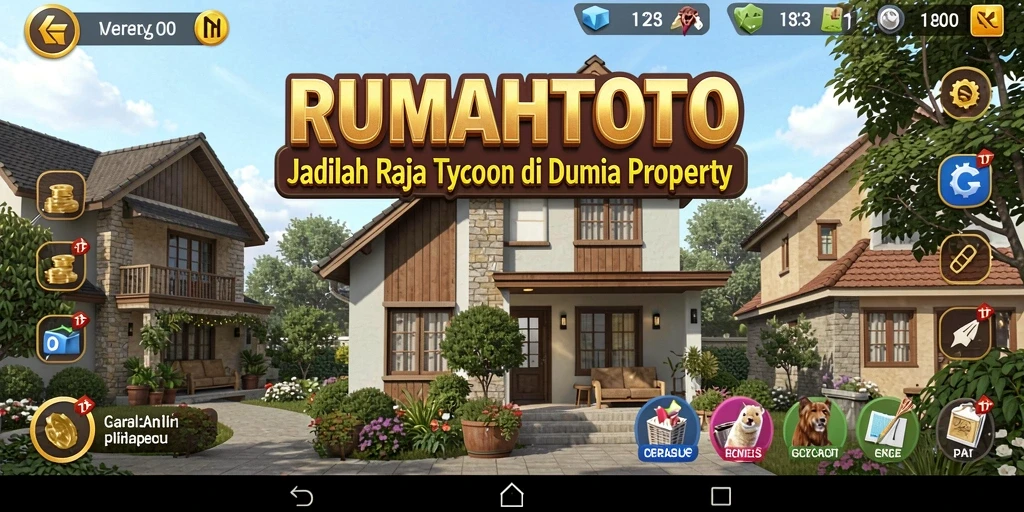Screenshot gameplay RUMAHTOTO menampilkan pengelolaan properti yang seru.