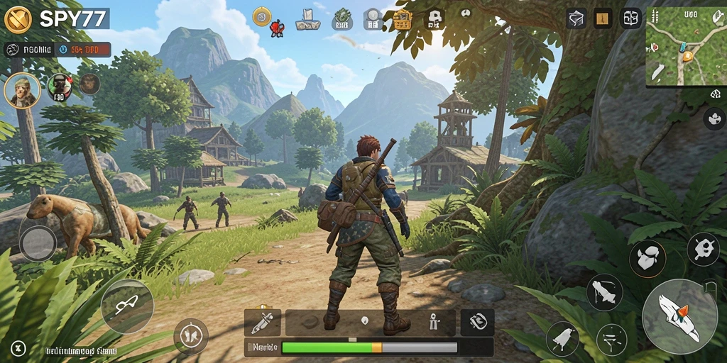 Screenshot gameplay SPY77 yang menampilkan petualangan seru di dunia terbuka.